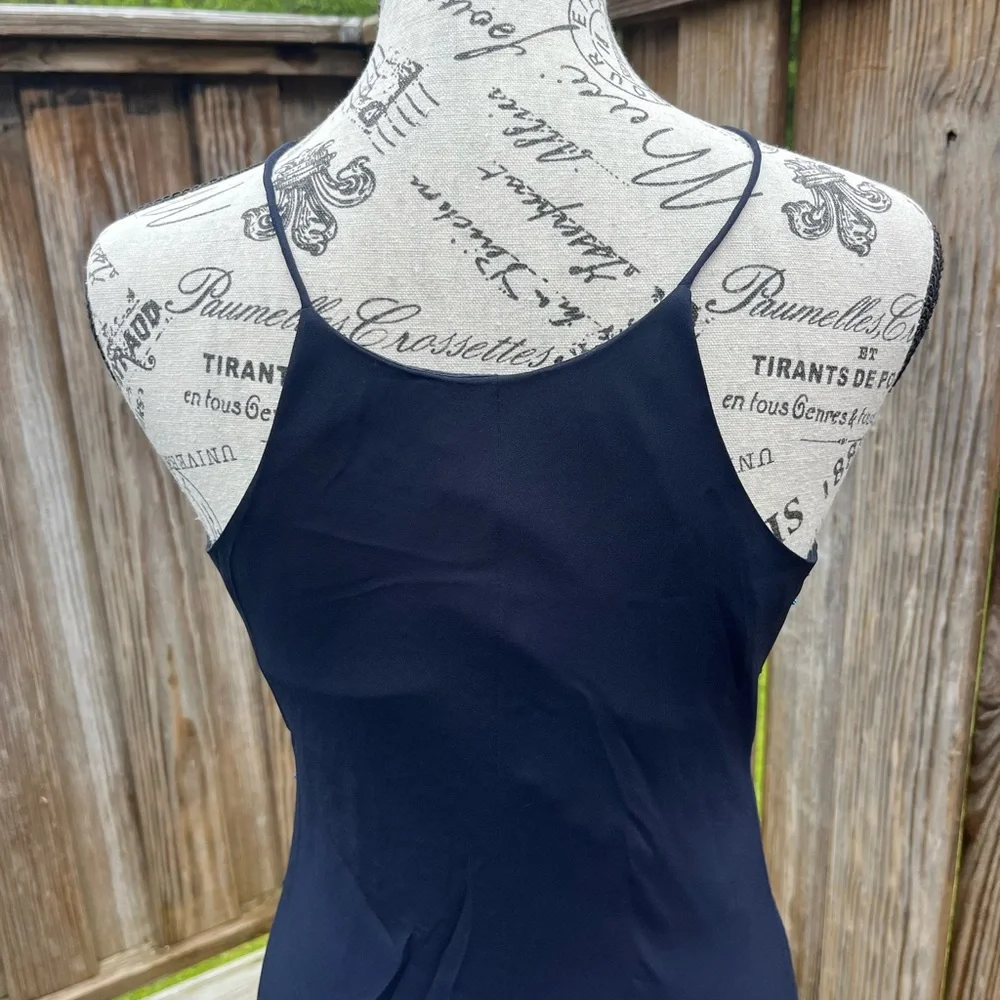 Elegant Navy Blue Evening Dress Floor Length - Picture 7 of 9